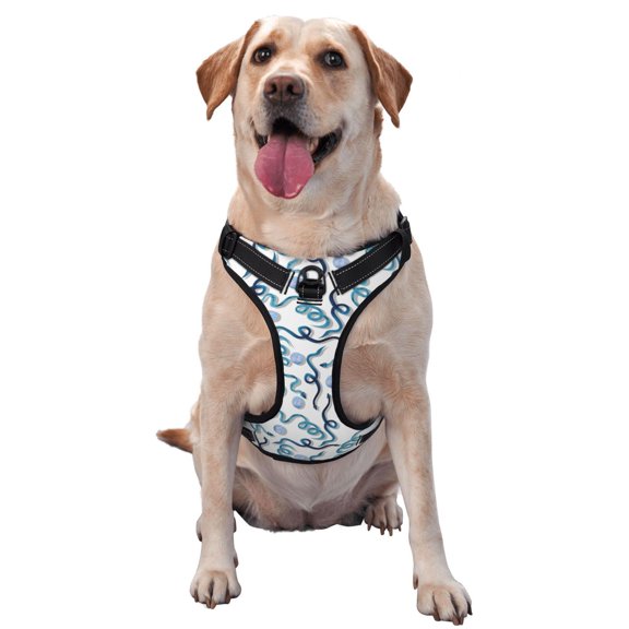 Naloa Hand Drawn Snake Pet Harness Vest with Traction Rope, Adjustable No-Choke Dog Vest for Outdoor, Walking - Large