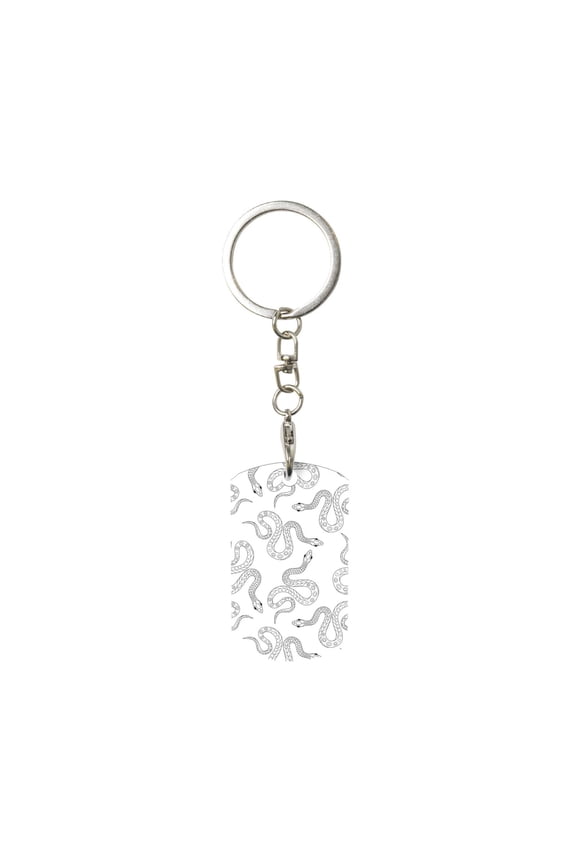 Hand Drawn Snake Print Keyfob with Split Key Ring and Print Labels, Key Labels Key Chain Tags, Luggage Tags, Car Key Chain Ring Keyfob Gift