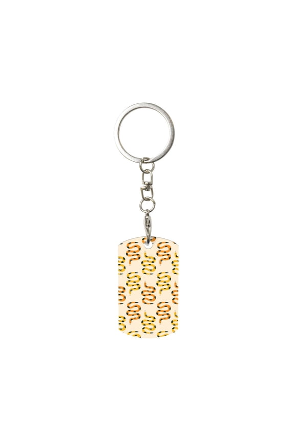 Hand Drawn Snake Print Keyfob with Split Key Ring and Print Labels, Key Labels Key Chain Tags, Luggage Tags, Car Key Chain Ring Keyfob Gift