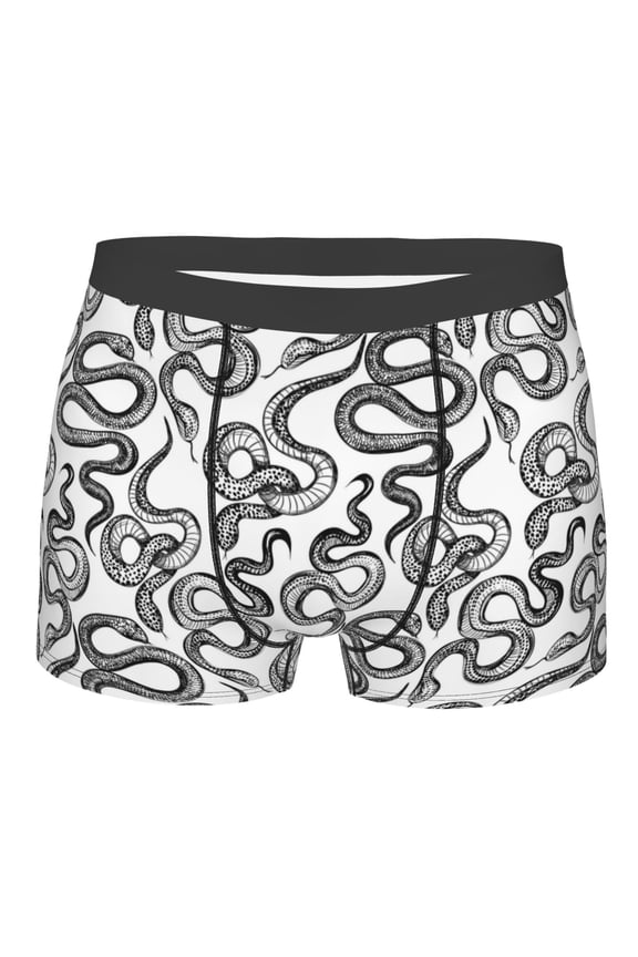 Hand Drawn Snake Print Mens Underwear - Boxers for Men, Classic Briefs for Men