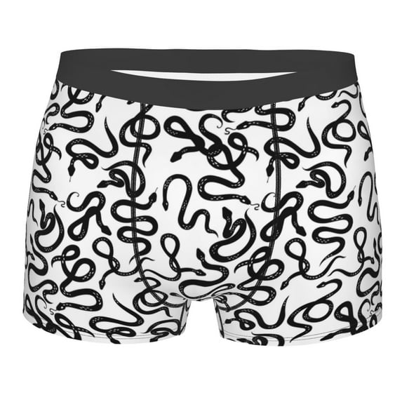 Naloa Hand Drawn Snake Print Mens Underwear - Boxers for Men, Classic Briefs for Men