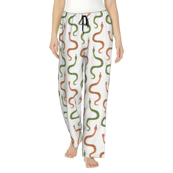Naloa Hand Drawn Snake Print Women’s Ultra-Soft Comfy Pajama Lounge Pants with Pockets & Drawstring