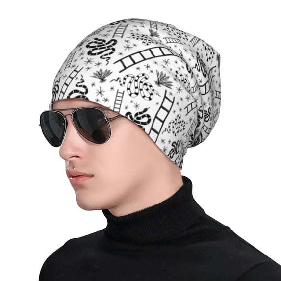 Naloa Hand Drawn Snake Soft Beanie Hat, Knit Beanie Daily Beanie in Fine Knit for Women Men Winter Travel, Outdoor