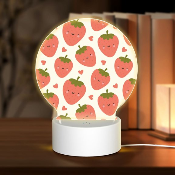Naloa Hand Drawn Strawberry Acrylic LED Night Light Custom LED Lights Personalized Nightlight Customized Gifts for Family Couples Friends
