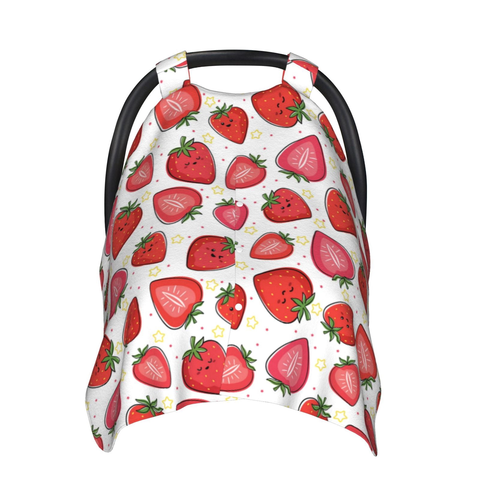 Naloa Hand Drawn Strawberry Baby Car Seat Cover, Breathable Baby Carrier Cover, Multiuse Baby Carrier Cover & Nursing Breastfeeding Cover