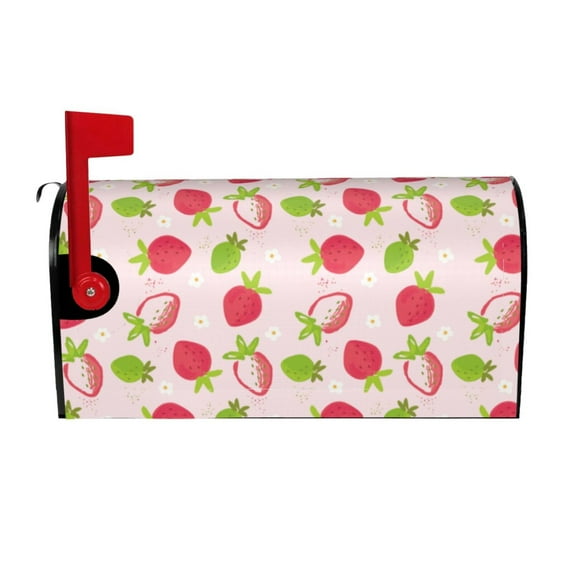Naloa Hand Drawn Strawberry Mailbox Covers Magnetic Post Box Cover Post Letter Box Cover Garden Decor-25.5x21 in