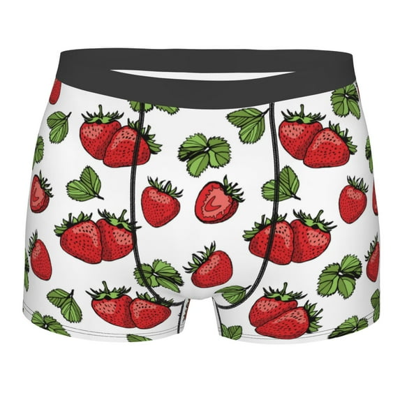 Naloa Hand Drawn Strawberry Print Mens Underwear - Boxers for Men, Classic Briefs for Men
