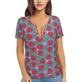 thumbnail image 1 of Naloa Hand Drawn Strawberry Print T-Shirts Short Sleeve V Neck Tees for Women Fashion Tops Trendy Lightweight Soft Casual Summer Outfits Clothes, 1 of 5