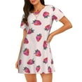 thumbnail image 1 of Naloa Hand Drawn Strawberry Print Women Nightgowns,Womens Loungewear,Short Sleeve Sleepwear,Comfy Ladies Nightdress, 1 of 6