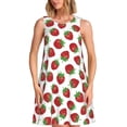 thumbnail image 1 of Naloa Hand Drawn Strawberry Print Women's Summer Spring Casual Beach Sundress,Vacation Sleeveless Tank Crewneck Loose Dresses, 1 of 7