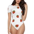 thumbnail image 1 of Naloa Hand Drawn Strawberry Women's Short-Sleeved Onesie, One-Piece Swimsuit for Parties, dates, clubs - Large, 1 of 9