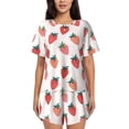 thumbnail image 1 of Naloa Hand Drawn Strawberry Women's Short-Sleeved Pajama Set, Loungewear, Summer pajamas, Breathable Cozy - 4X-Large, 1 of 9