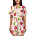 thumbnail image 1 of Naloa Hand Drawn Strawberry Women's Short-Sleeved Pajama Set, Loungewear, Summer pajamas, Breathable Cozy - 4X-Large, 1 of 9
