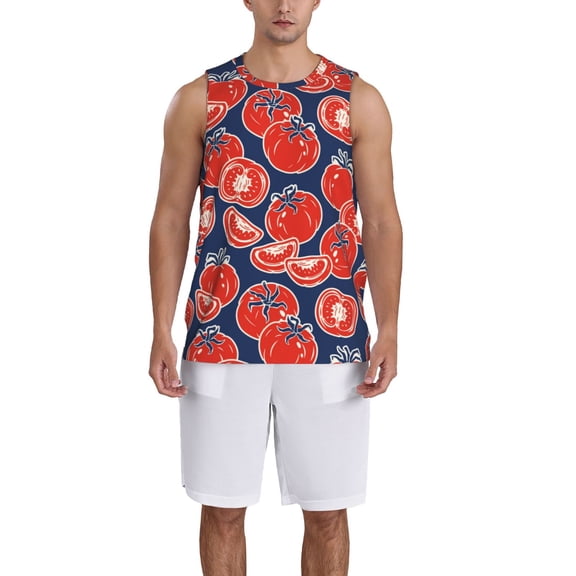 Naloa Hand Drawn Tomatoes Basketball Jersey Reversible Men's Mesh Athletic Sports Shirts Training Practice S-4XLLarge