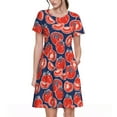 thumbnail image 1 of Naloa Hand Drawn Tomatoes Print Womens Summer A-Line Dress with Pockets,Short Sleeve Dresses,Flowy Beach Swing Dress for Vacation Travel, 1 of 6