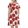 thumbnail image 1 of Naloa Hand Drawn Tomatoes Print Womens Summer A-Line Dress with Pockets,Short Sleeve Dresses,Flowy Beach Swing Dress for Vacation Travel, 1 of 6