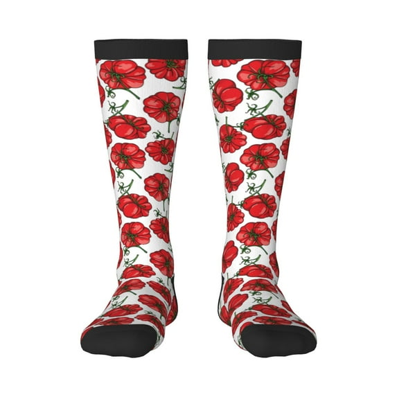 Naloa Hand Drawn Tomatoes Thigh High Socks Extra Long Stretchy Sock Women Over Knee High Opaque Stocking Daily Wear