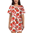 thumbnail image 1 of Naloa Hand Drawn Tomatoes Women's Short-Sleeved Pajama Set, Loungewear, Summer pajamas, Breathable Cozy - Medium, 1 of 9