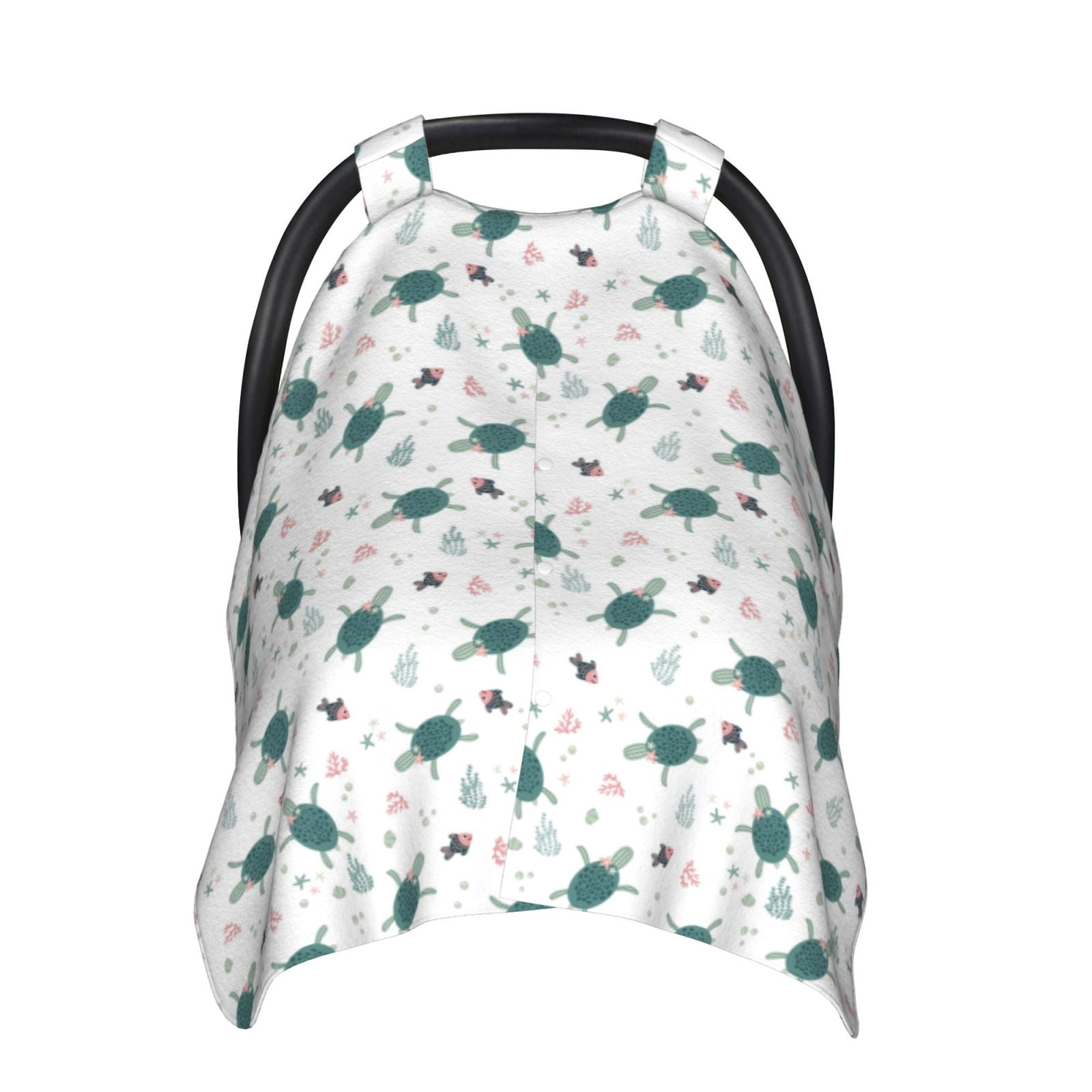 Naloa Hand Drawn Turtle Baby Car Seat Cover, Breathable Baby Carrier Cover, Multiuse Baby Carrier Cover & Nursing Breastfeeding Cover