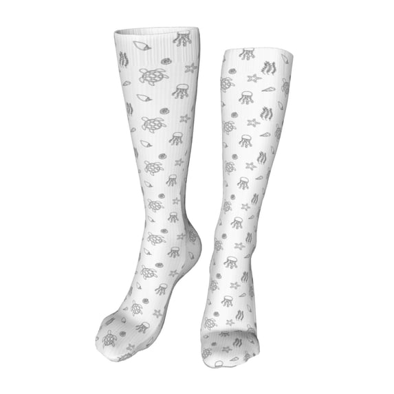 Naloa Hand Drawn Turtle High Stockings Women Thigh High Stockings Over Knee Long Stockings-One Size