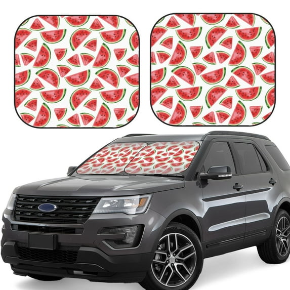 Naloa Hand Drawn Watermelon Print 2-Piece Windshield Sunshade,Foldable Car Front Window Sun Shades,for Most Sedans SUV Truck-Medium