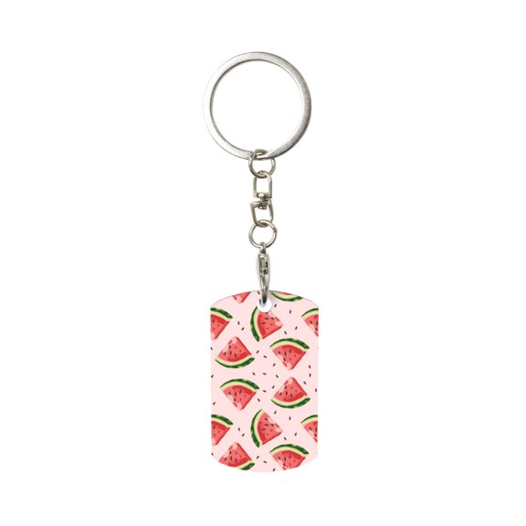 Naloa Hand Drawn Watermelon Print Keyfob with Split Key Ring and Print Labels, Key Labels Key Chain Tags, Luggage Tags, Car Key Chain Ring Keyfob Gift