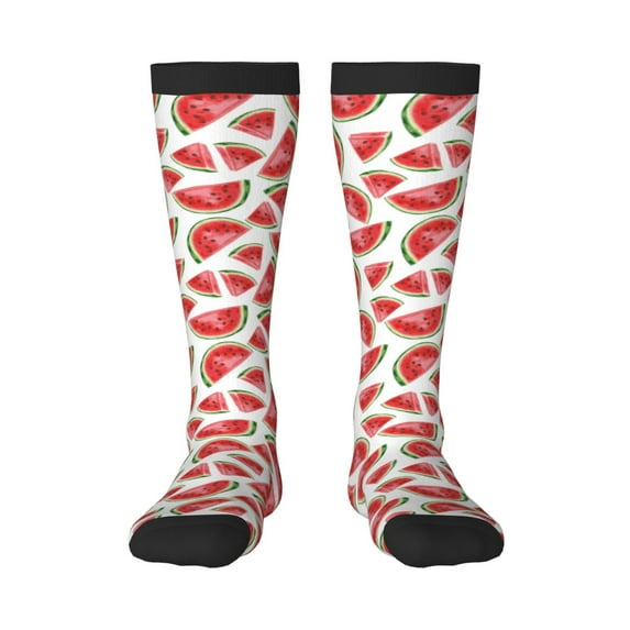 Naloa Hand Drawn Watermelon Thigh High Socks Extra Long Stretchy Sock Women Over Knee High Opaque Stocking Daily Wear