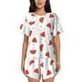thumbnail image 1 of Naloa Hand Drawn Watermelon Women's Short-Sleeved Pajama Set, Loungewear, Summer pajamas, Breathable Cozy - 4X-Large, 1 of 9