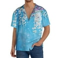 thumbnail image 1 of Naloa Hanging Orchids Floral Blue Men's Loose Fit Cuban Collar Short-Sleeve Shirt, Hawaiian Shirts, Mens Shirts Casual for Everyday Wear Outings-Large, 1 of 5