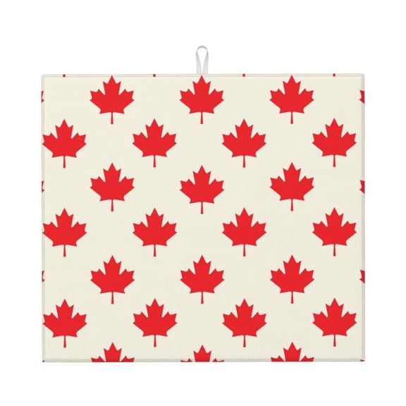 Naloa Happy Canada Day Dish Drying Mat for Kitchen Counter, Heat Resistant Drainer Mats, Absorbent Draining Mat,Dish Rack Pad,16"x18"
