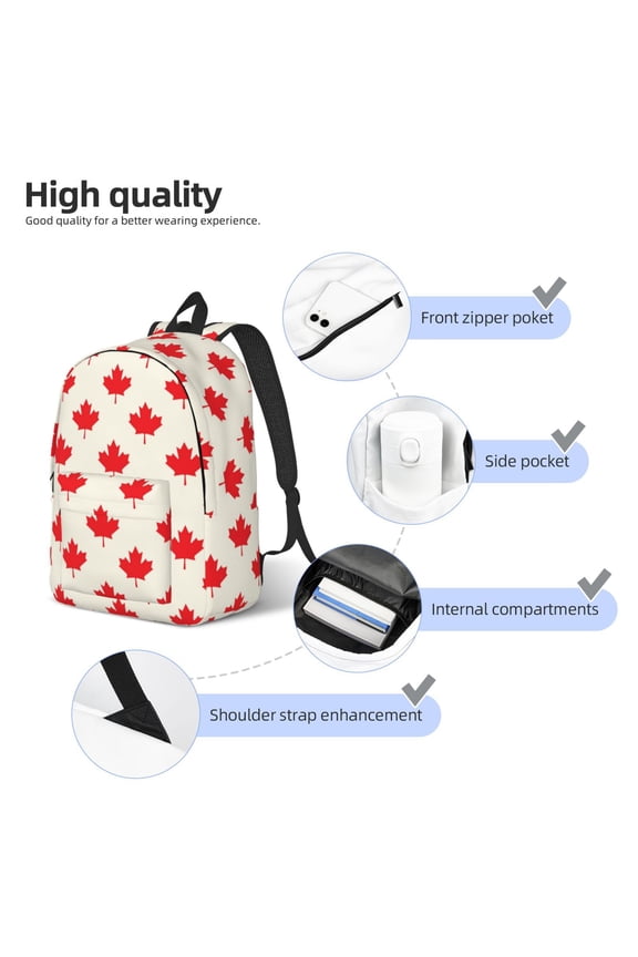 Happy Canada Day Print Durable Canvas College Rucksack,Laptop Excursion Backpack,Travel Notebook School Backpack,Bookbag For Men Women