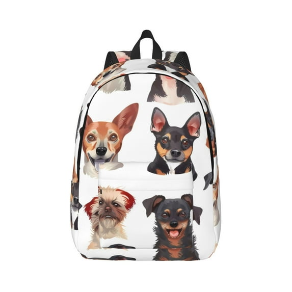 Naloa Happy Dog Faces Collage Canvas Backpack for Men Women Rucksack Casual Travel Daypack College Tote Satchel Bookbag for Teens-Medium