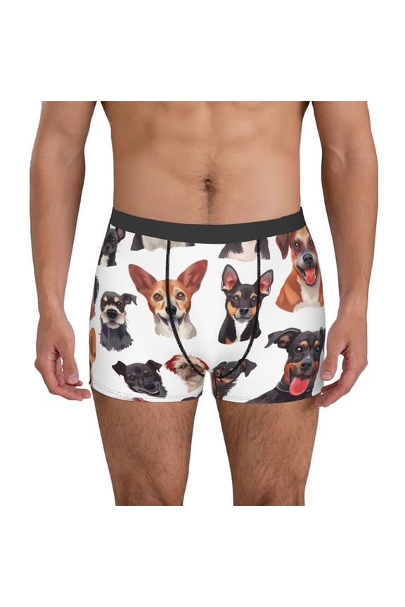 Happy Dog Faces Collage Mens Underwear - Boxers for Men, Mens Boxer Briefs, Classic Briefs for Men-XX-Large