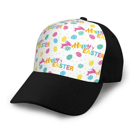 Naloa Happy Easter Adult adjustable Print Baseball Hat, Patchwork curved brim baseball capfor Men and Women, One Size