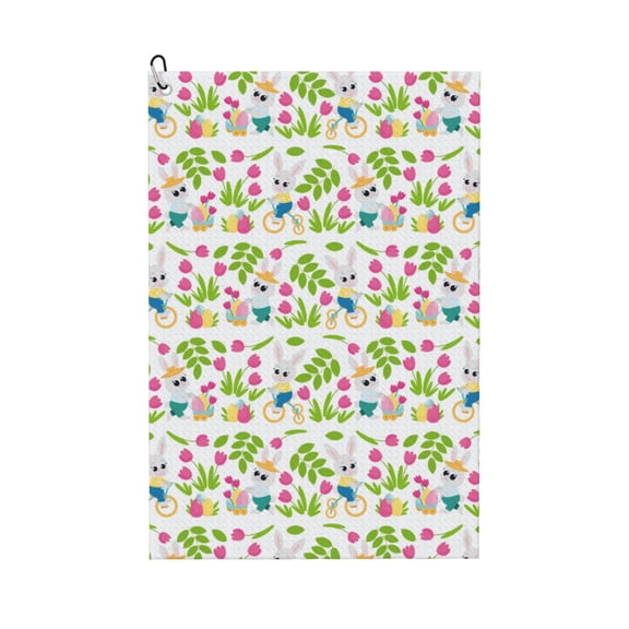 Naloa Happy Easter Golf Towel Golf Gift for Men and Women Golf Towel with Carabiner Clip to Quickly Remove Mud, Dirt and Sweat