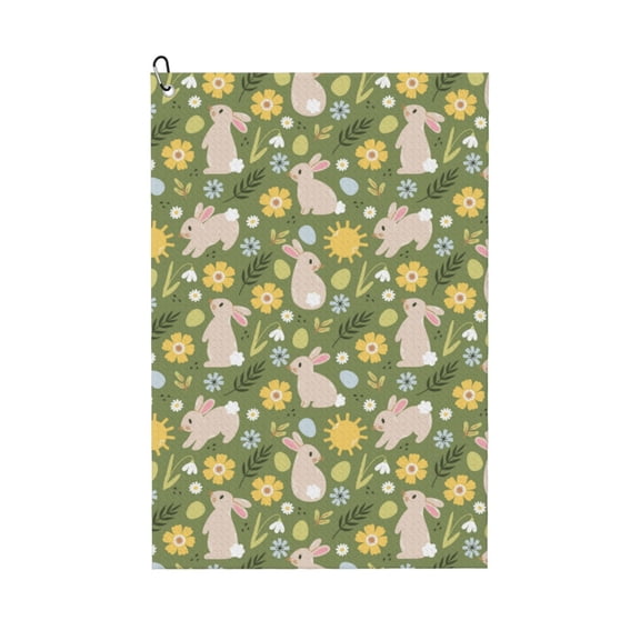 Naloa Happy Easter Golf Towel Golf Gift for Men and Women Golf Towel with Carabiner Clip to Quickly Remove Mud, Dirt and Sweat