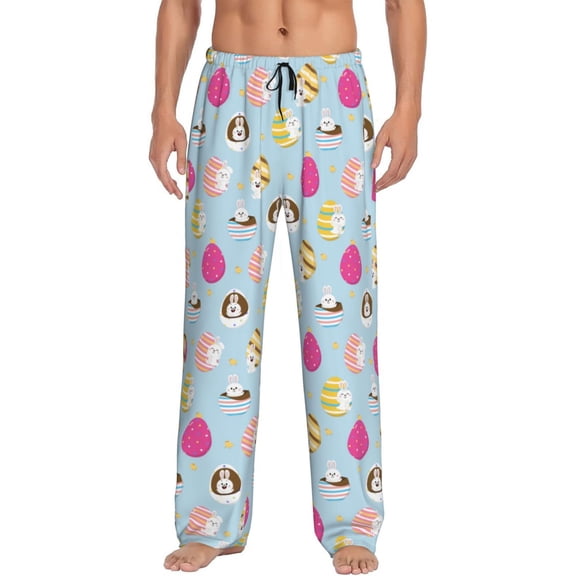 Naloa Happy Easter Pajama Pants Men, PJ Bottoms, Sleep & Lounge Pants-Small