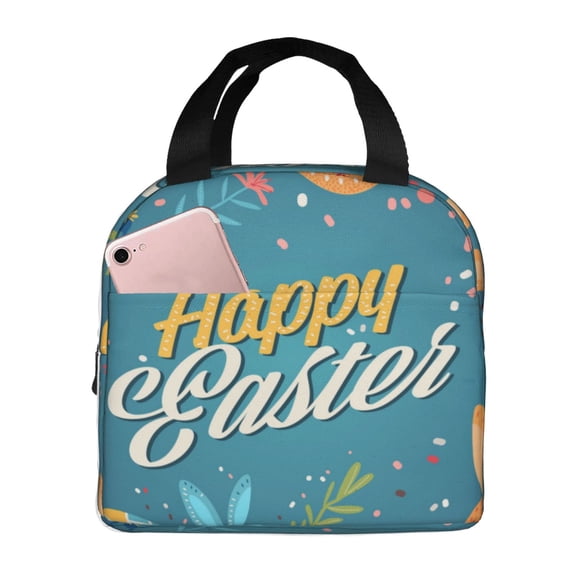 Naloa Happy Easter Print Lunch Box for Women Men,Insulated Lunch Bag,Lunchbox,Thermal Leakproof Cooler,Reusable Lunch Tote Bag for Work School Travel Picnic