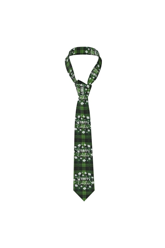Happy Easter Print Solid Color Tie Formal Necktie for MenSuitable for business, daily life, work