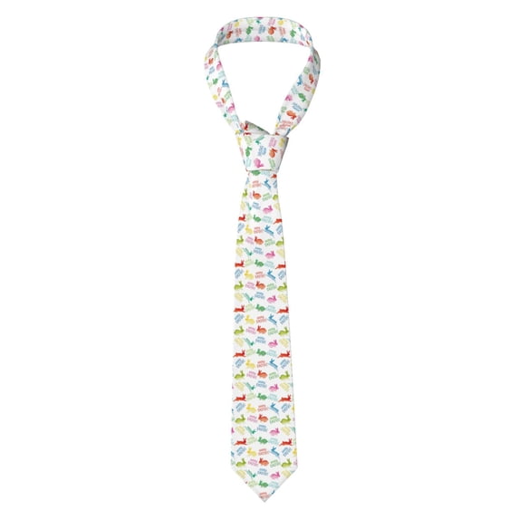 Naloa Happy Easter Rabbit Print Solid Color Tie Formal Necktie for Men,Suitable for business, daily life, work