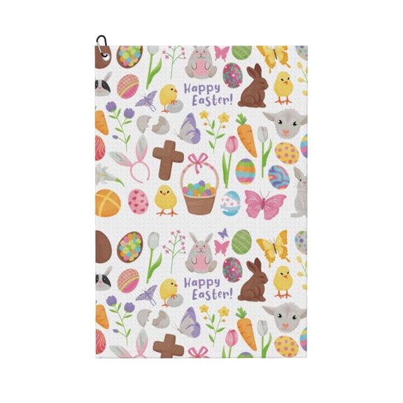 Naloa Happy Easter1 Golf Towel Golf Gift for Men and Women Golf Towel with Carabiner Clip to Quickly Remove Mud, Dirt and Sweat