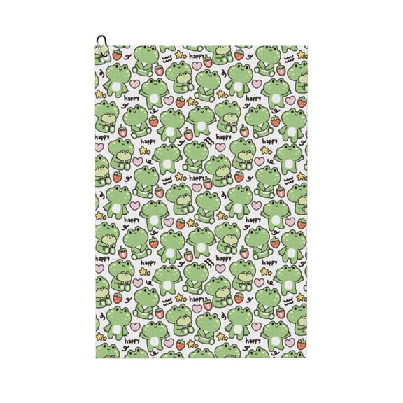 Naloa Happy Frogs Golf Towel Golf Gift for Men and Women Golf Towel with Carabiner Clip to Quickly Remove Mud, Dirt and Sweat