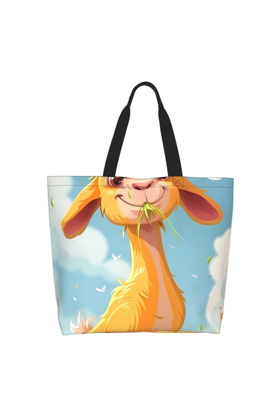 Happy Goat In Meadow Tote Bag for Women Large Capacity Shoulder Bag for College Work Travel Shopping