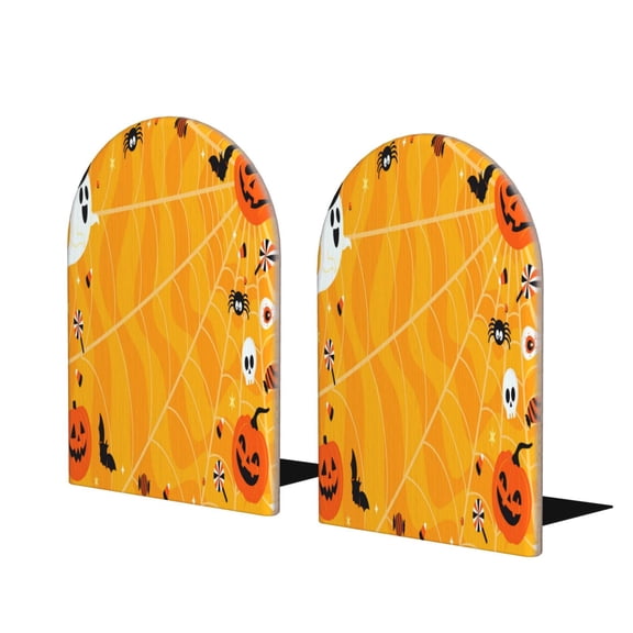 Naloa Happy Halloween 2 Pcs Bookend Large Capacity Office Book Ends for Home Office Library School Study Decoration