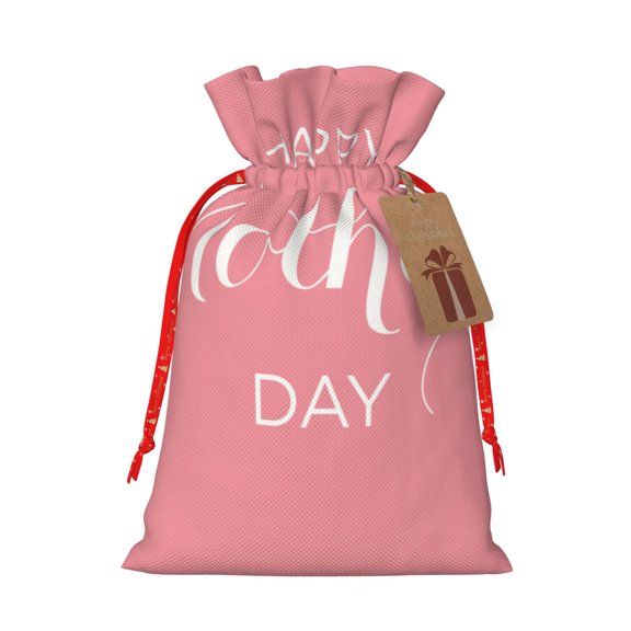 Naloa Happy Mother's Day Drawstring Christmas Bags, 3D Xmas Gift Bags, Christmas Wrapping Bags, Xmas Goodie Bags, Treat Pouch Bags, Party Favor Bags-Medium