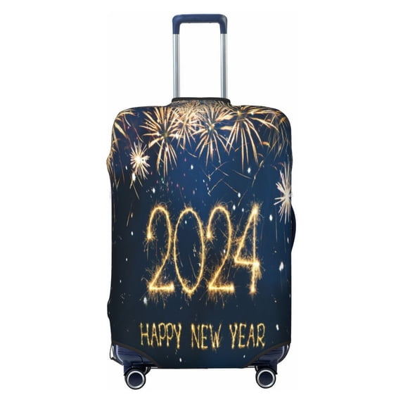 Naloa Happy New Year 2024 (3) Elastic Suitcase Protector, Travel Suitcase Protector Cover Fits 18-32in Suitcase - Small