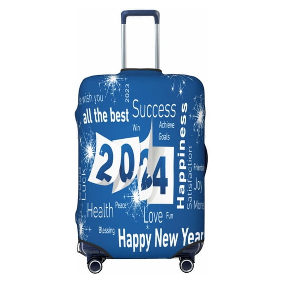 Naloa Happy New Year 2024 (4) Elastic Suitcase Protector, Travel Suitcase Protector Cover Fits 18-32in Suitcase - X-Large