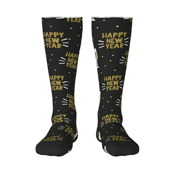 Naloa Happy New Year Thigh High Socks Extra Long Stretchy Sock Women Over Knee High Opaque Stocking Daily Wear