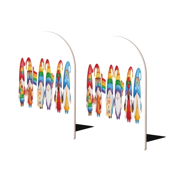 Naloa Happy Pride Gnome 2 Pcs Bookend Large Capacity Office Book Ends for Home Office Library School Study Decoration