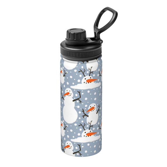 Naloa Happy Snowmen Snowfall 18oz Sports Insulated Kettle, Stainless Steel Insulated Cup for Women Men for Fitness, Gym & Outdoor